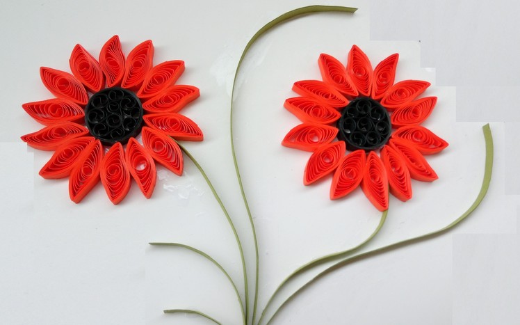Paper Quilling Art |  How to make Beautiful Quilling Orange \ dark Flower design