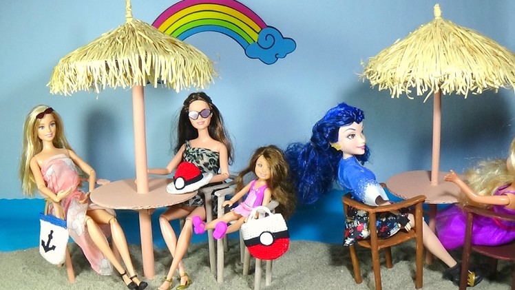 Beach umbrella for doll DIY For Dolls Beach umbrella and chairs