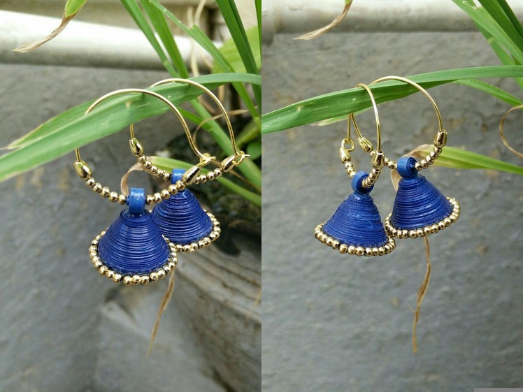 Blue paper earrings DIY in 5 mins| Quilling earrings tutorials#3