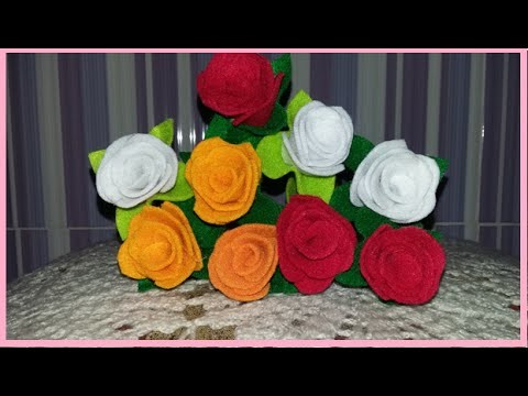 DIY a rose from fabric - membuat bunga dari flanel