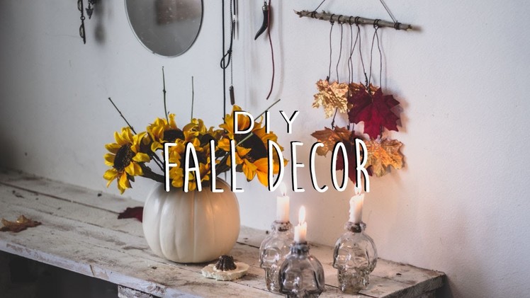 DIY: Fall Room Decor (Creepy Candles, Pumpkin Vase, Autumn Leaf Mobile)