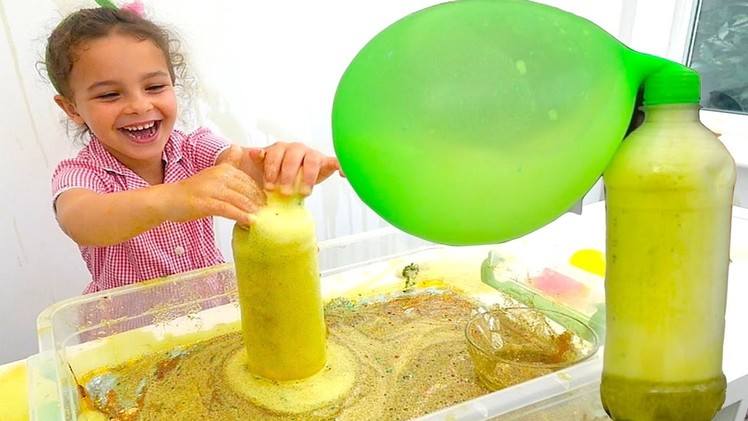 DIY Glitter Volcano Vinegar and Baking Soda Experiment with Balloon
