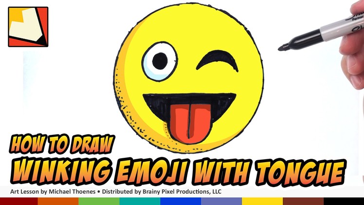 How to Draw Emojis - Winking with Tongue Sticking Out - Step by Step for Beginners