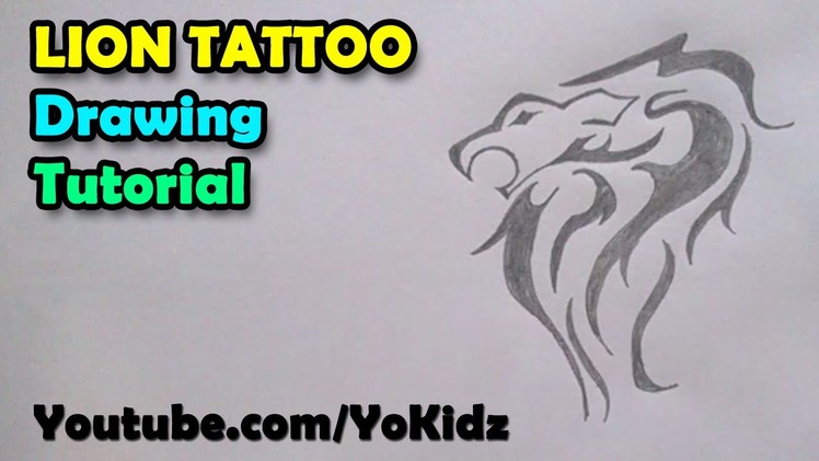 How to draw tattoos | Lion Tattoo on paper