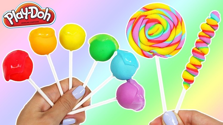 LEARN COLORS Rainbow Play Doh Slime Lollipops & Rainbow Swirl Lollipops | DIY Fun & Easy Art!