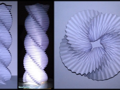 Origami Paper Spiral Torus Four Sided. Twisted Column