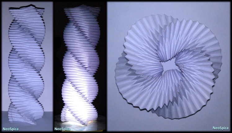 Origami Paper Spiral Torus Four Sided. Twisted Column