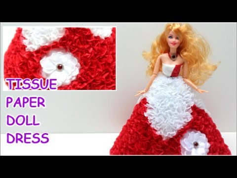 Princess Doll Dress "Red Fantasy" from Tissue Paper - Doll Dress Fun