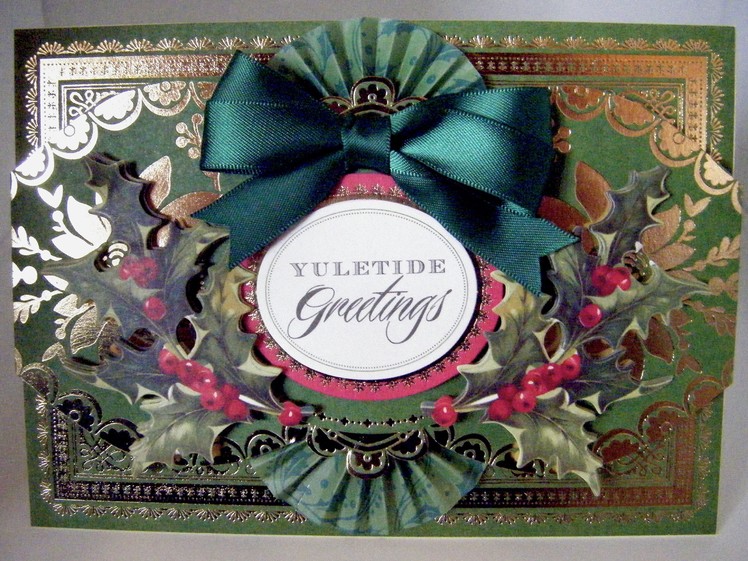 219. Cardmaking Project: Anna Griffin Green Holly Christmas Card