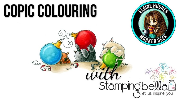 Copic Colouring Stamping Bella Meowy Christmas stamp