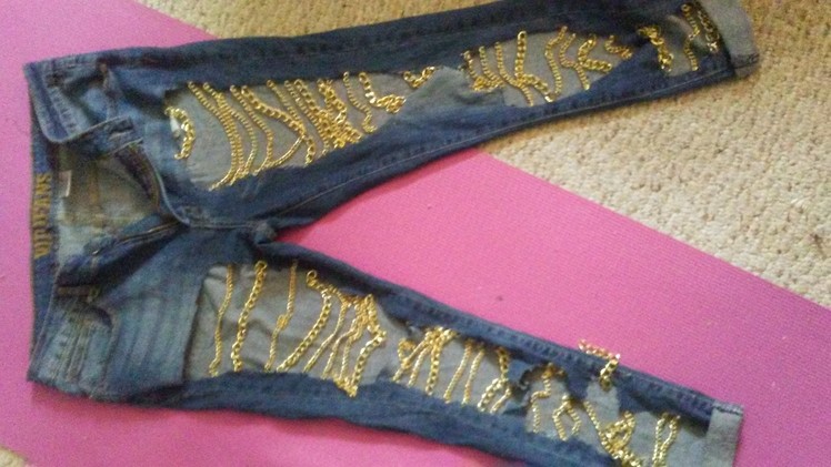 Diy Gold chain Jeans