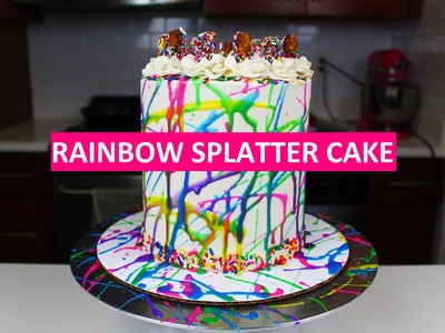 Easy Rainbow Splatter Cake I CHELSWEETS