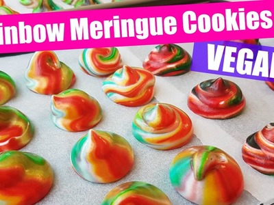EGG-FREE Rainbow Meringue Vegan Cookies Recipe!