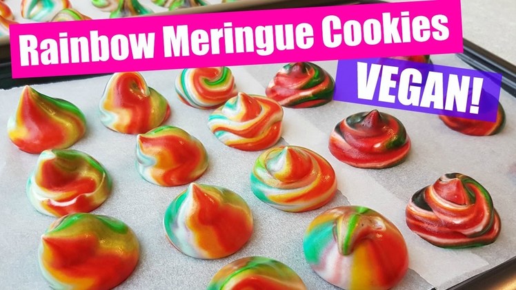 EGG-FREE Rainbow Meringue Vegan Cookies Recipe!