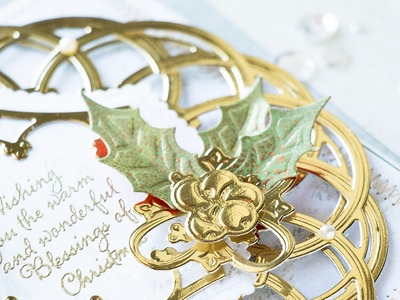 Elegant Layered Christmas Card with Holly Leaves