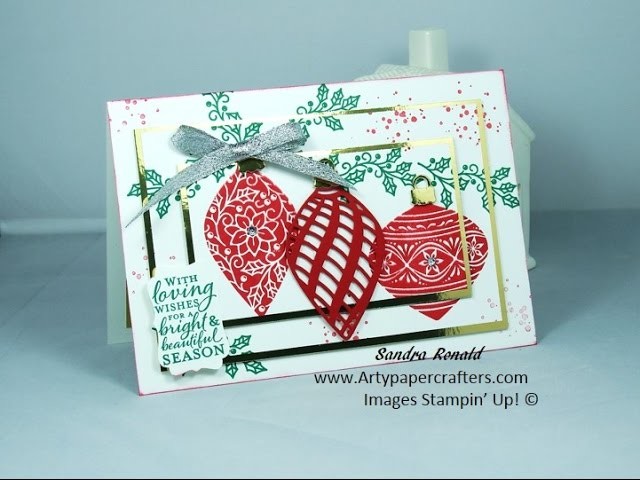 Handmade Triple Step Stamping Christmas Card using Stampin' Up! Embellished Ornaments