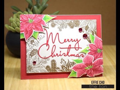 Holiday Border and Poinsettia Christmas Card