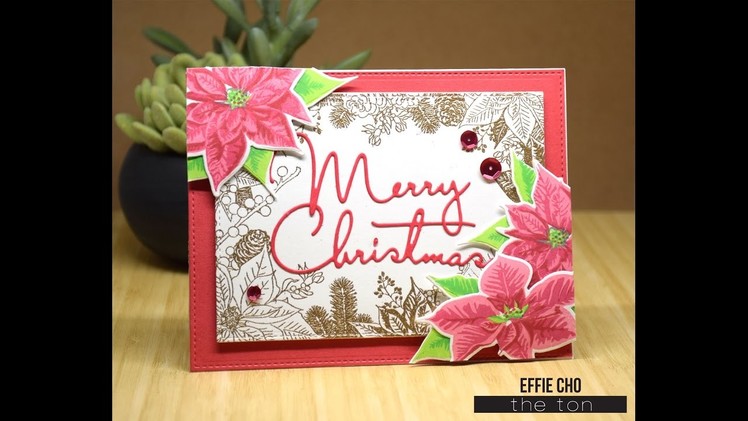 Holiday Border and Poinsettia Christmas Card