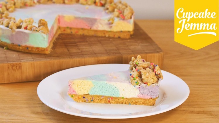 How to Make Rainbow Birthday Cheesecake | Cupcake Jemma