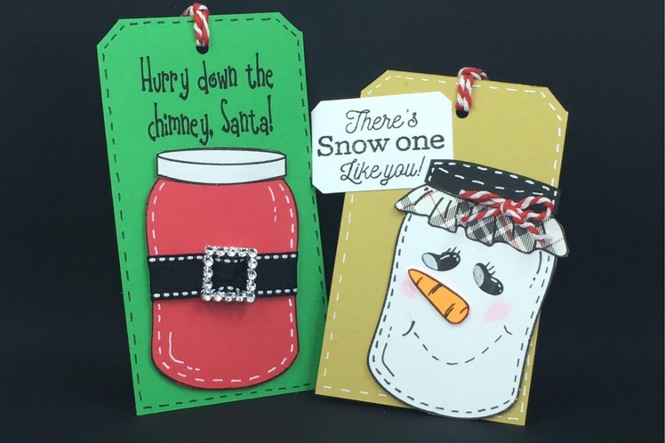 Jar Stamp Snowman and Santa Christmas Tags