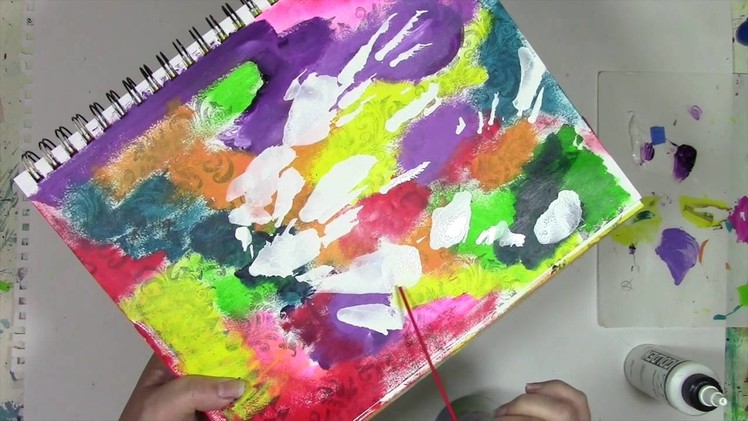 Playing in my art journal with compressed air and the rainbow