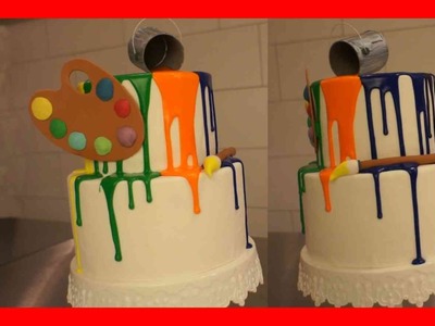 Rainbow Drip Cake - 2 Tier Rainbow Royal Icing Dripping Cake with Fondant - Gcf