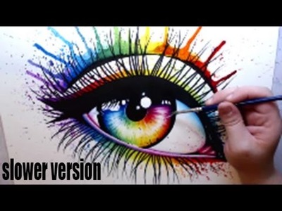 Rainbow Eye Watercolor Painting - Slower Timelapse Version 2