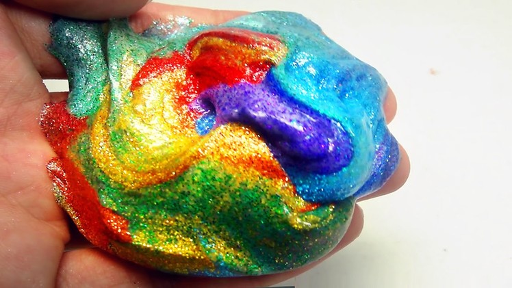 RAINBOW SUPER GLITTER SLIME | MULTICOLOR GALAXY THINKING PUTTY - Elieoops