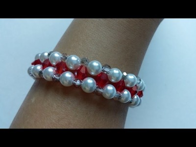 Swarovski crystal bicone  beads and pearls beads  bracelet . Video tutorial  FOR BEGINNERS