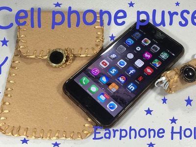 DIY Cell Phone Purse.Pouch and Tangle Free Ear Phone Holder  #23
