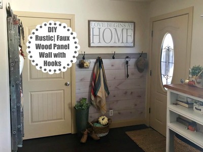 DIY Faux Wood Panel Wall with Hooks