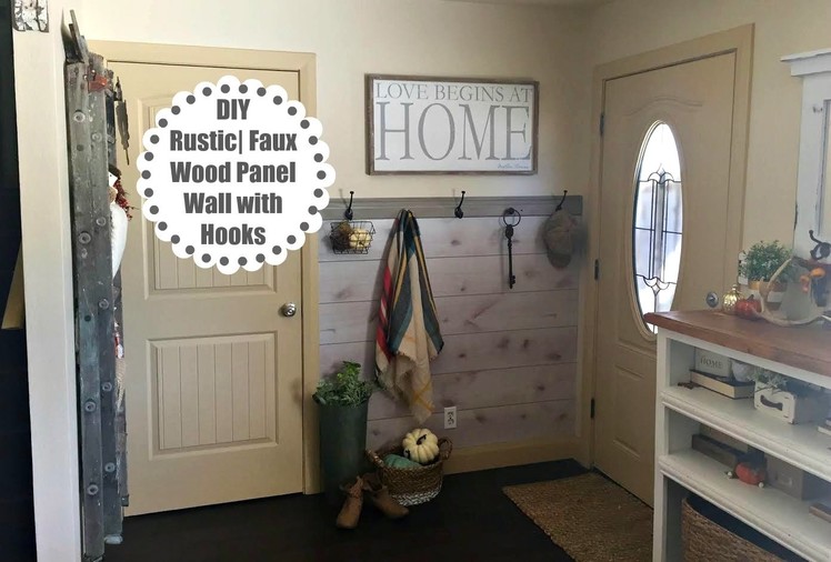 DIY Faux Wood Panel Wall with Hooks