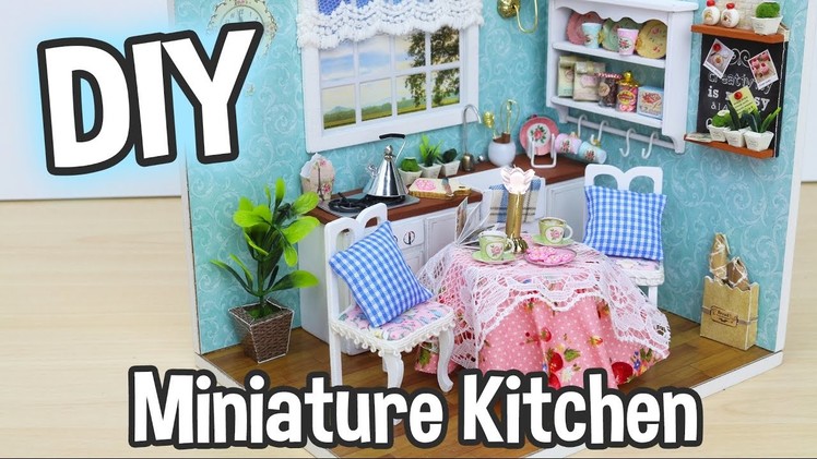 DIY Miniature Dollhouse Kit Cute Kitchen Room with Working Lights!. Relaxing Craft