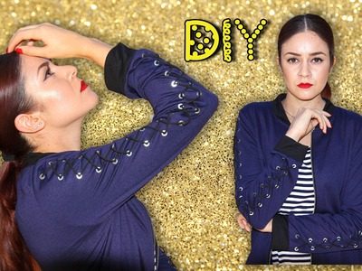 DIY NO SEW Lace Up Bomber Jacket || Lucykiins