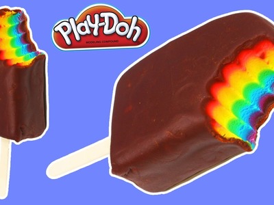 DIY Play Doh Chocolate Covered Rainbow Ice Cream | Easy How to Make Play Dough Rainbow Popsicle!