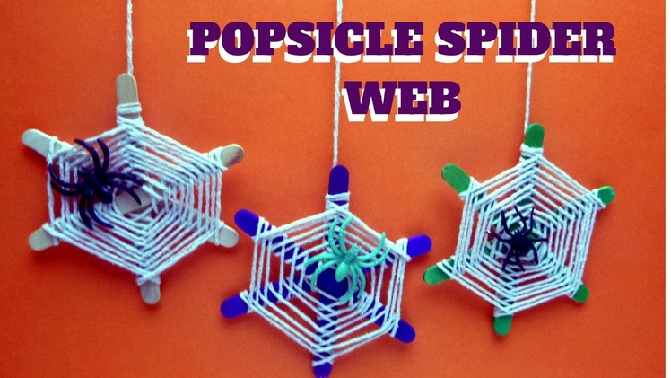 Halloween Craft - Popsicle Spider Web - Popsicle Stick Crafts