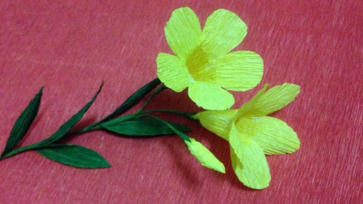 How to Make Allamanda Crepe Paper flowers - Flower Making of Crepe Paper - Paper Flower Tutorial