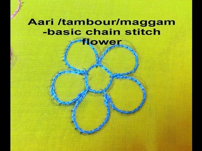 AARI. TAMBOUR.MAGGAM EMBROIDERY: how to do a simple chain stitch flower