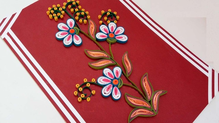 DIY crafts: How to make paper quilling flowers  Step Step Christmas - greeting card