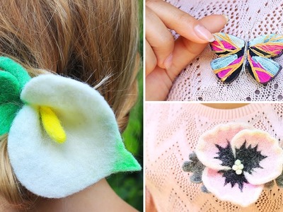 DIY Felt Flowers Accessories And Polymer Clay Butterfly Brooch