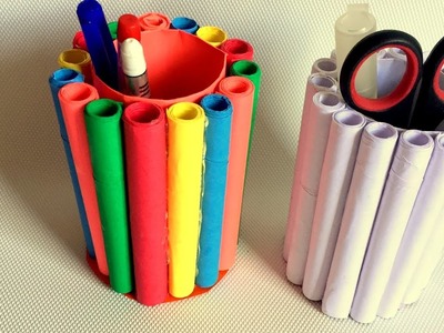 DIY- How to make pen stand.pencil holder. desk organiser from paper?