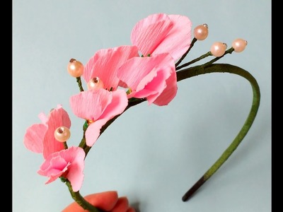 DIY Paper Flowers Sweet Pea Headband \ Hairband