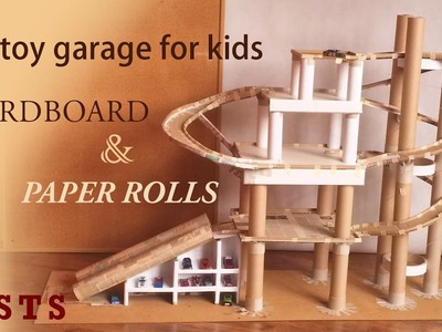 DIY toy garage for kids - first tests of cardboard garage