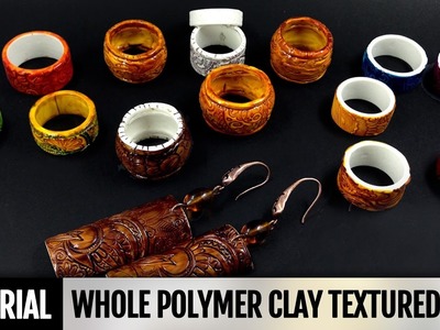 DIY Whole polymer clay texture rings (renovated video)with ENG-text. Polymer clay tutorial