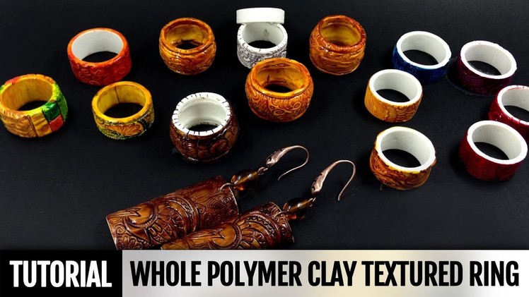DIY Whole polymer clay texture rings (renovated video)with ENG-text. Polymer clay tutorial