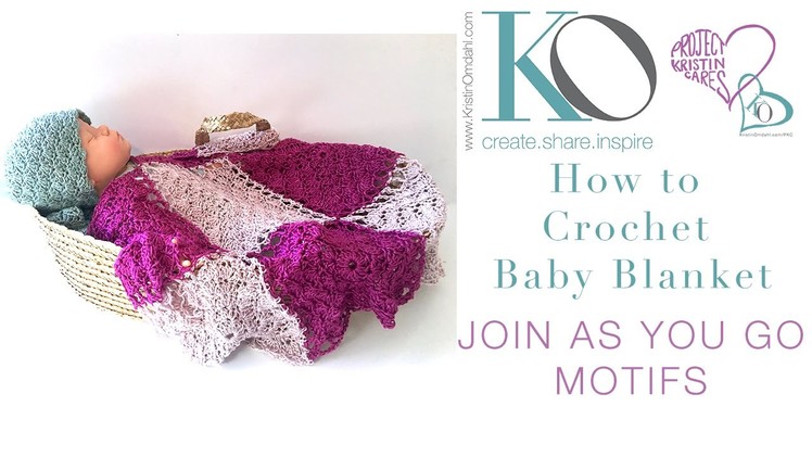 How to Crochet MOTIF Baby Blanket Join as you Go Motifs Be So Sporty Yarn