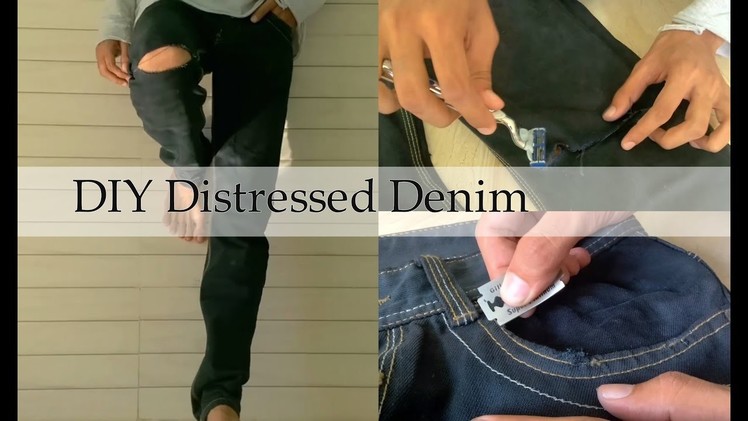 How to: DIY Distressed.Ripped Denim Jeans Tutorial || DIY Mens Distressed Jeans 2016
