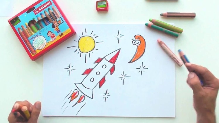 How to draw a rocket (STABILO Tutorials, drawing beginners)