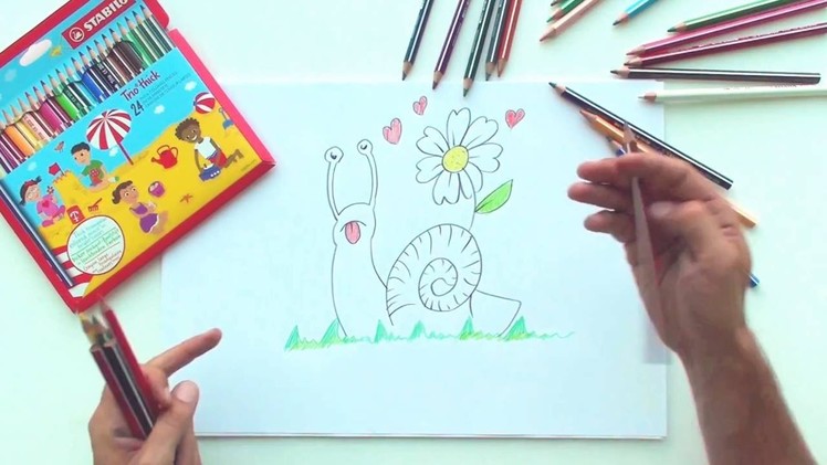 How to draw a snail (STABILO Tutorials, drawing beginners)