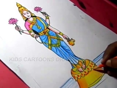 How to Draw Dussehra Navratri Goddess Kasi Vishalakshi Drawing Step by Step for Kids